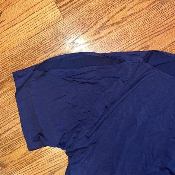 Eileen Fisher Woman’s Navy T-Shirt Dress With Cut out Shoulders Size XL - Picture 3 of 6